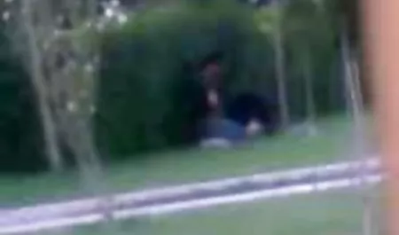 Passionate sex with blonde on the terrace