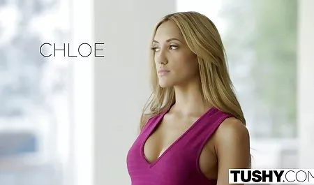 Tender blonde with natural small breasts in pink lingerie