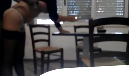 Granny in black stockings made a young lady blow job and shagked him