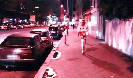 Mature dude has kicked an Asian on the street in the anus