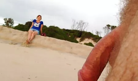 The lady watched the masturbating young man and jumped at him