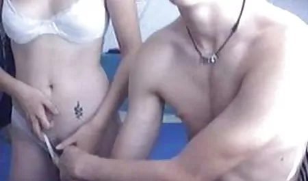 Girl posing on the casting naked and makes a man